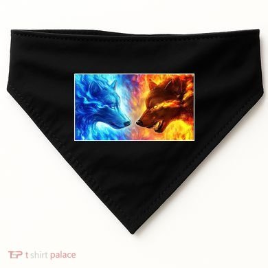 Fire And Ice Wolf Cool Graphic USA-Made Doggie Bandana