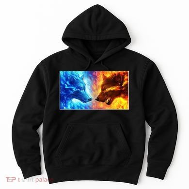 Fire And Ice Wolf Cool Graphic Hoodie