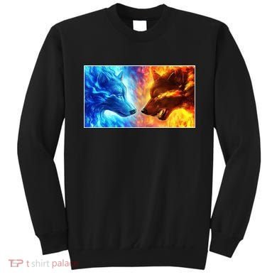 Fire And Ice Wolf Cool Graphic Sweatshirt