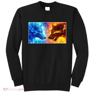 Fire And Ice Wolf Cool Graphic Sweatshirt
