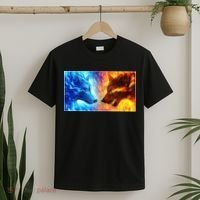 Fire And Ice Wolf Cool Graphic T-Shirt thumb 2