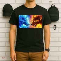 Fire And Ice Wolf Cool Graphic T-Shirt thumb 6