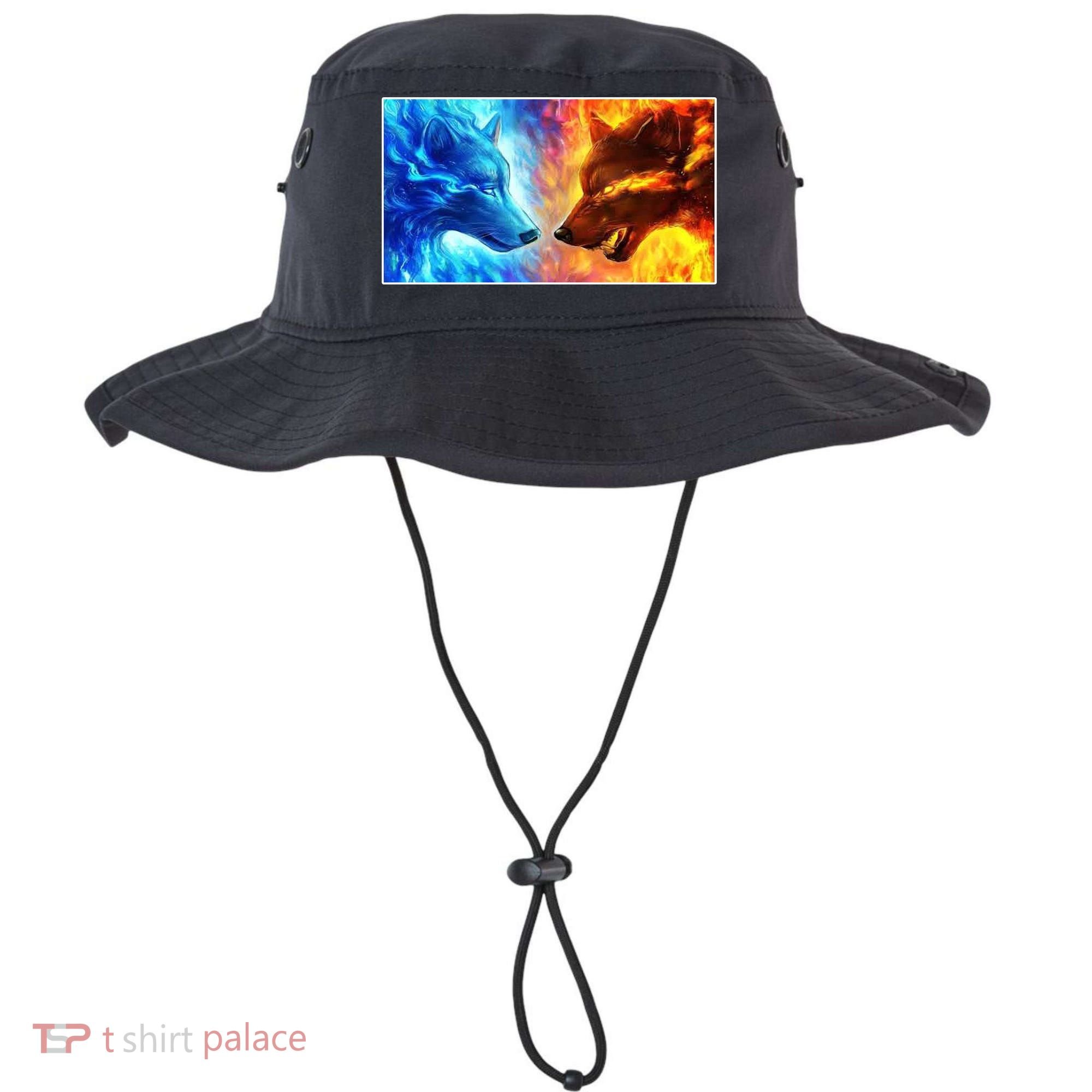 Fire And Ice Wolf Cool Graphic Bucket Hat