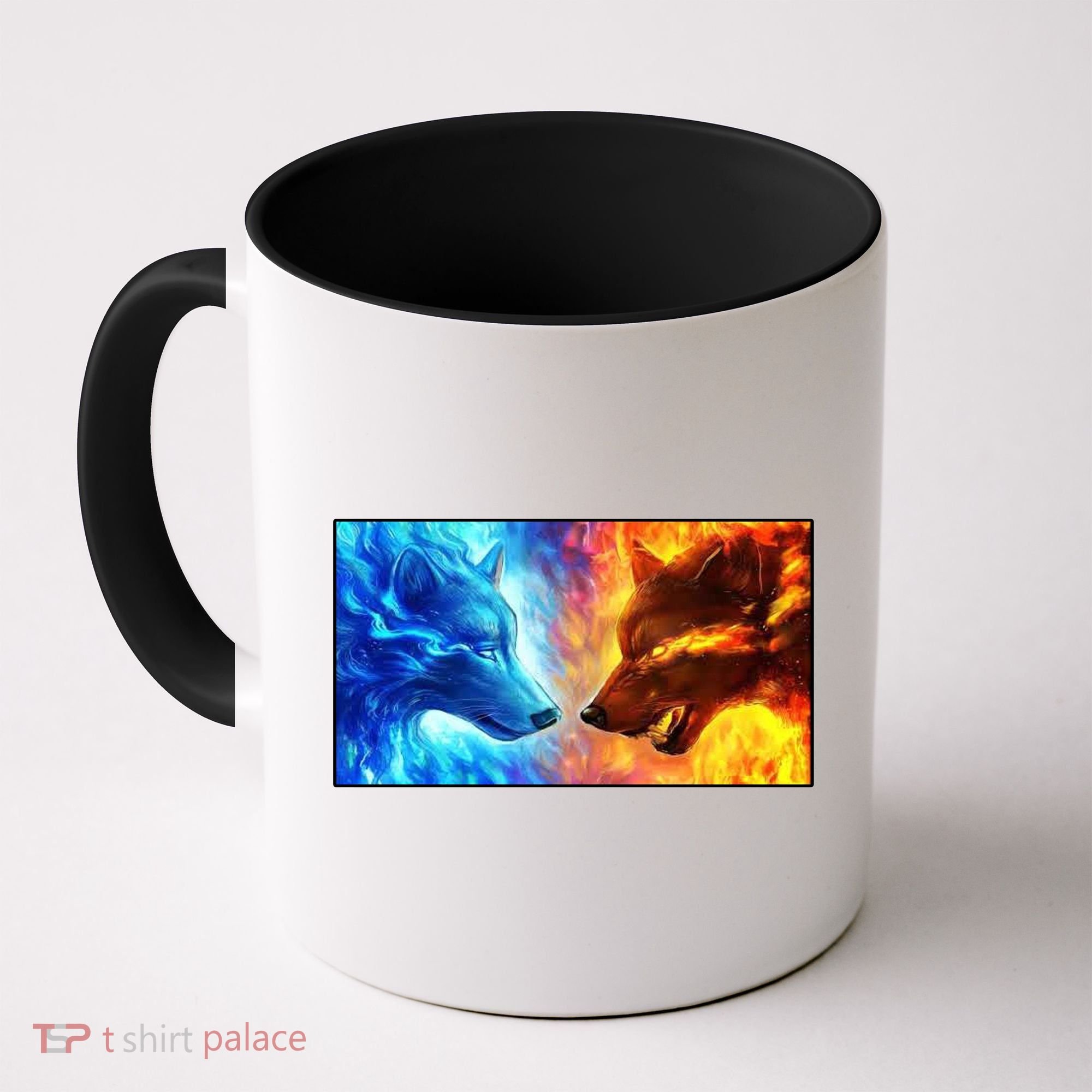 Fire And Ice Wolf Cool Graphic Coffee Mug