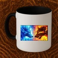 Fire And Ice Wolf Cool Graphic Coffee Mug thumb 2
