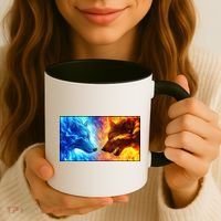 Fire And Ice Wolf Cool Graphic Coffee Mug thumb 3