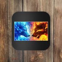 Fire And Ice Wolf Cool Graphic Coaster thumb 0
