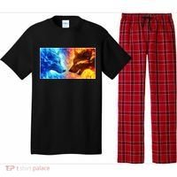Fire And Ice Wolf Cool Graphic Pajama Set thumb 0