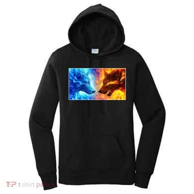 Fire And Ice Wolf Cool Graphic Women's Hoodie