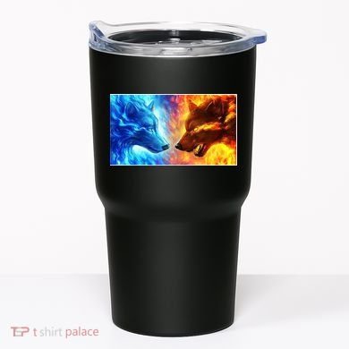 Fire And Ice Wolf Cool Graphic Tumbler