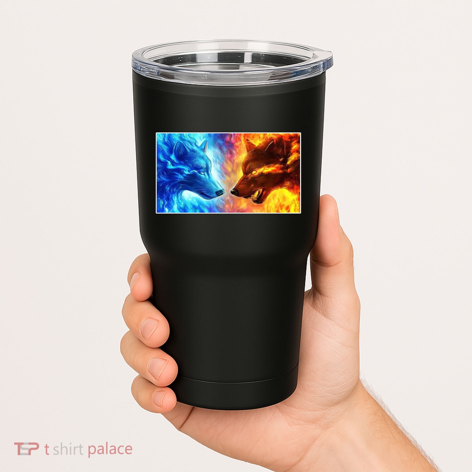 Fire And Ice Wolf Cool Graphic Tumbler