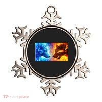 Fire And Ice Wolf Cool Graphic Ornament thumb 0