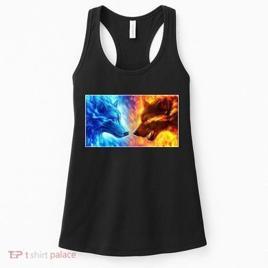 Fire And Ice Wolf Cool Graphic Women's Tank Top