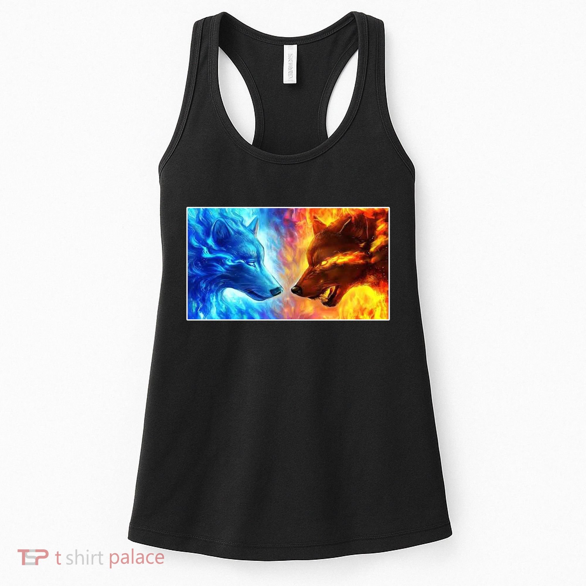 Fire And Ice Wolf Cool Graphic Women's Tank Top