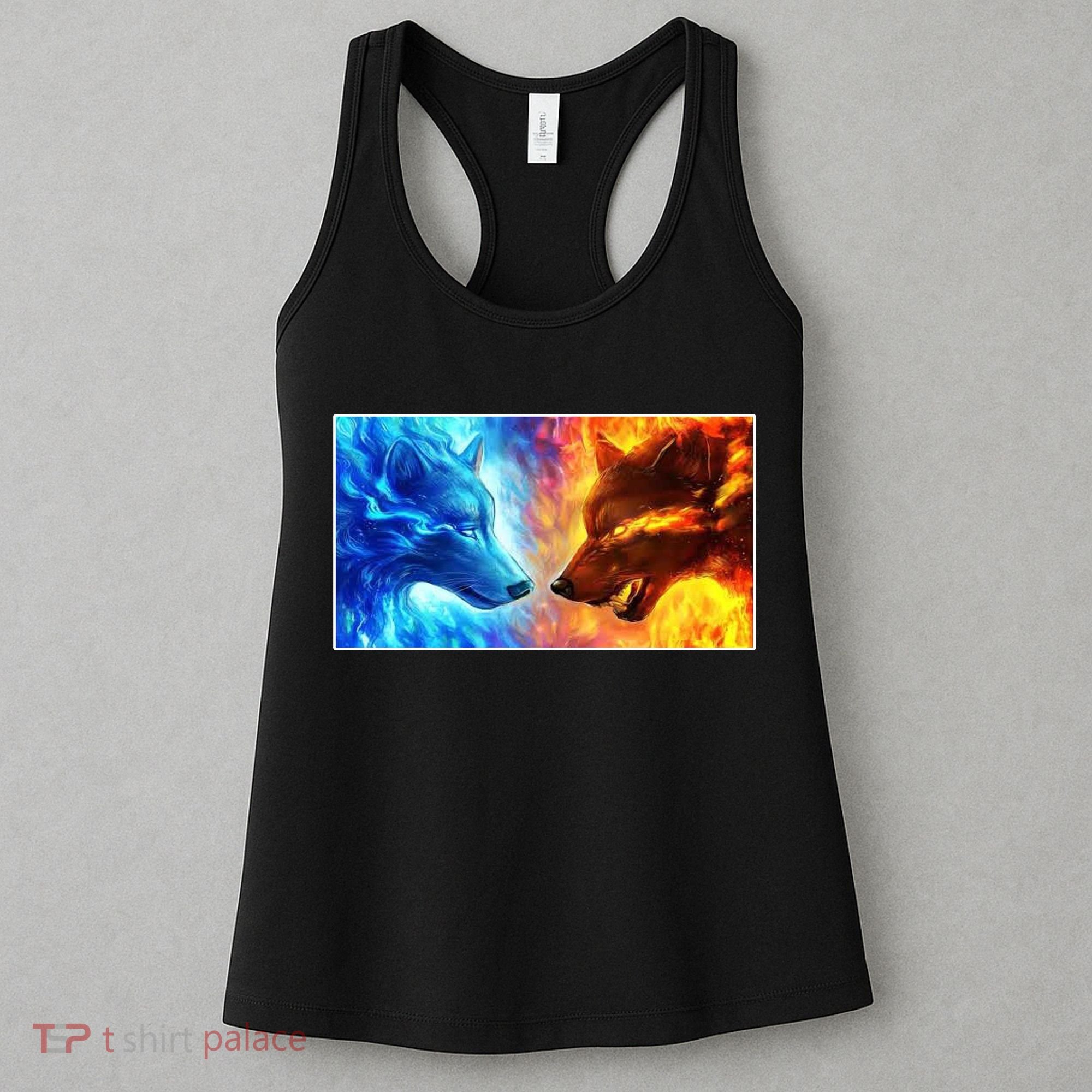 Fire And Ice Wolf Cool Graphic Women's Tank Top
