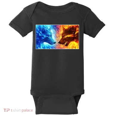 Fire And Ice Wolf Cool Graphic Baby Bodysuit