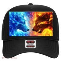Fire And Ice Wolf Cool Graphic Hat thumb 0