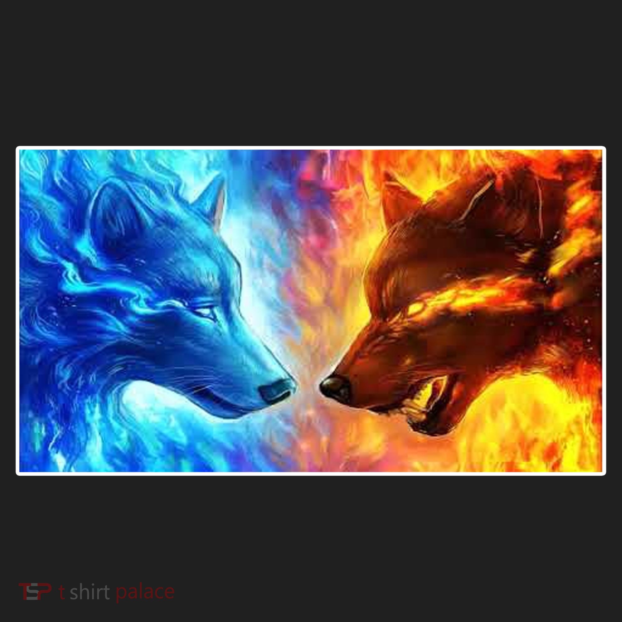 Fire And Ice Wolf Cool Graphic Golf Towel