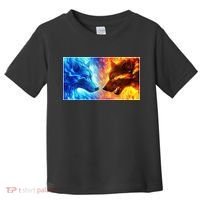 Fire And Ice Wolf Cool Graphic Toddler T-Shirt thumb 0
