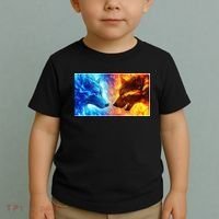 Fire And Ice Wolf Cool Graphic Toddler T-Shirt thumb 2
