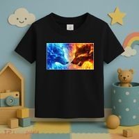 Fire And Ice Wolf Cool Graphic Toddler T-Shirt thumb 3