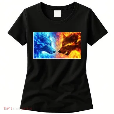 Fire And Ice Wolf Cool Graphic Women's T-Shirt