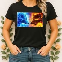 Fire And Ice Wolf Cool Graphic Women's T-Shirt thumb 2