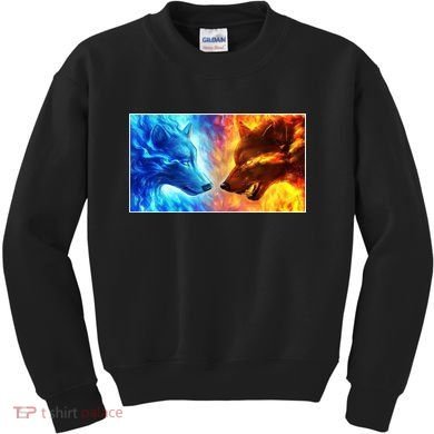 Fire And Ice Wolf Cool Graphic Kids Sweatshirt