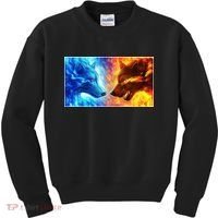 Fire And Ice Wolf Cool Graphic Kids Sweatshirt thumb 0