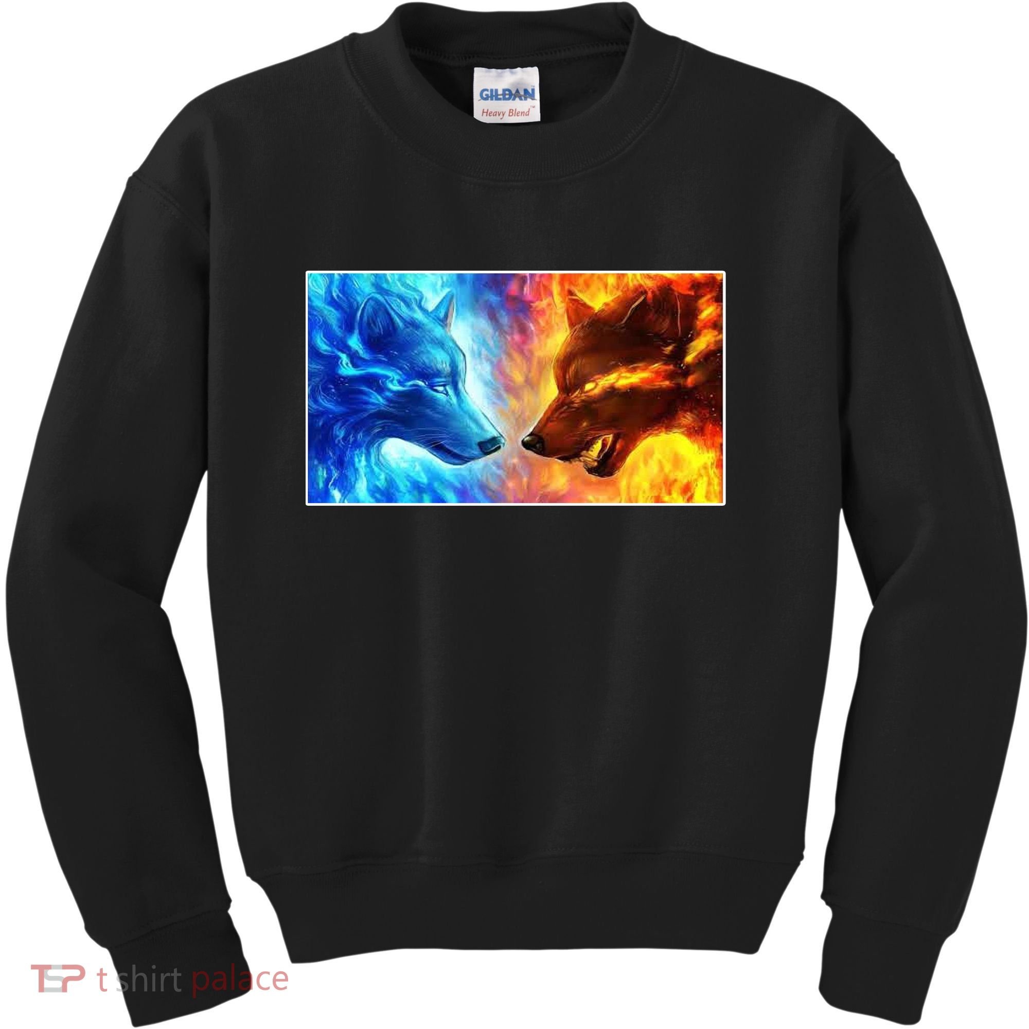 Fire And Ice Wolf Cool Graphic Kids Sweatshirt