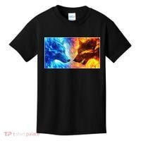 Fire And Ice Wolf Cool Graphic Kids T-Shirt thumb 0