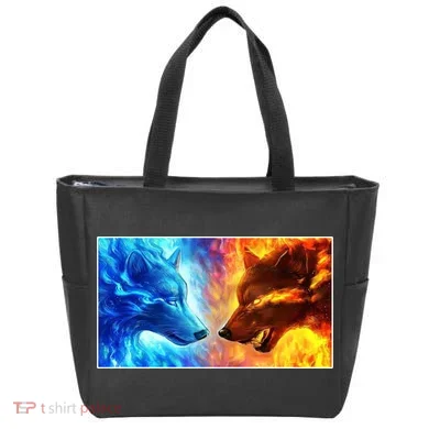 Fire And Ice Wolf Cool Graphic Tote Bag