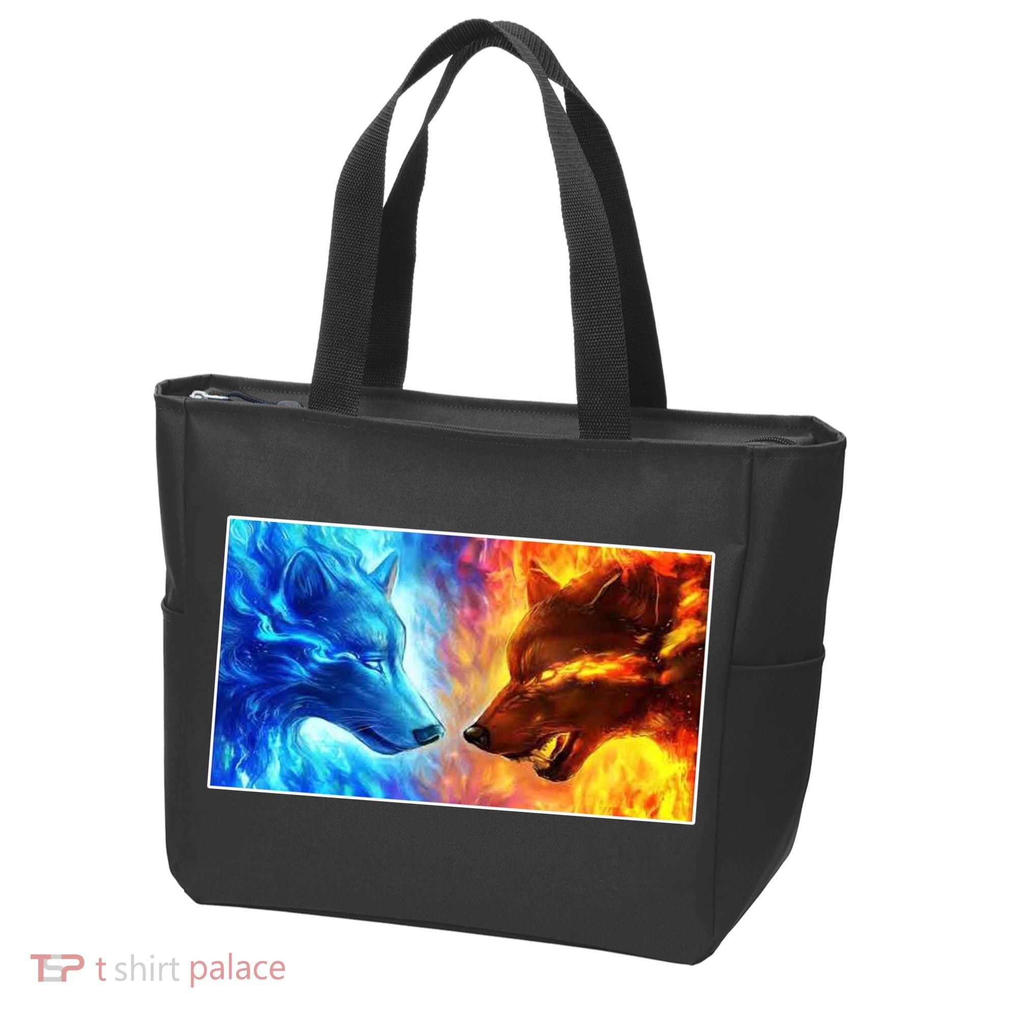 Fire And Ice Wolf Cool Graphic Tote Bag