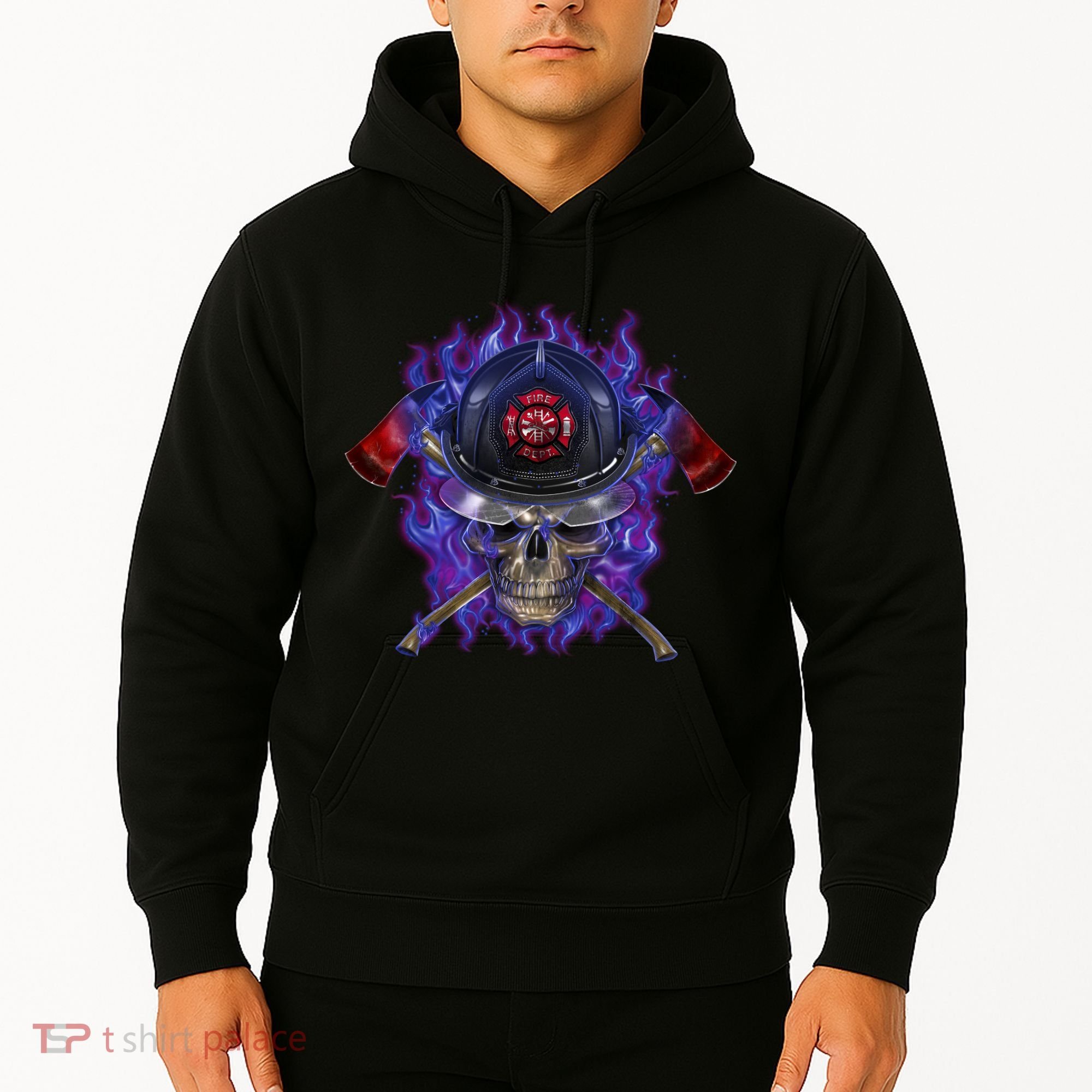 Fire Dept Flame Skull Hoodie