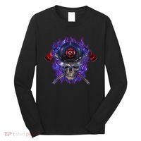 Fire Dept Flame Skull Long Sleeve Shirt thumb 0