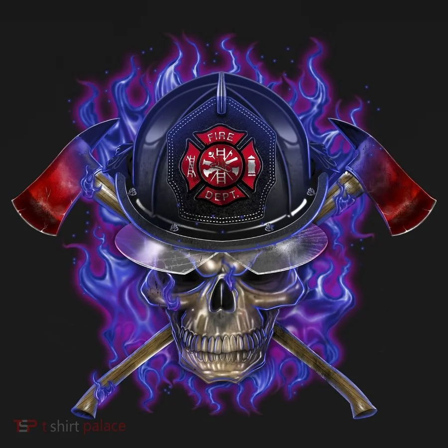Fire Dept Flame Skull Button