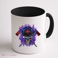 Fire Dept Flame Skull Coffee Mug thumb 1