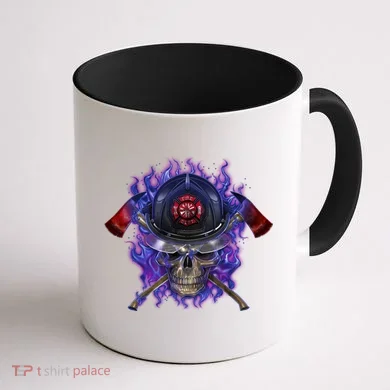 Fire Dept Flame Skull Coffee Mug back