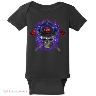 Fire Dept Flame Skull Baby Bodysuit