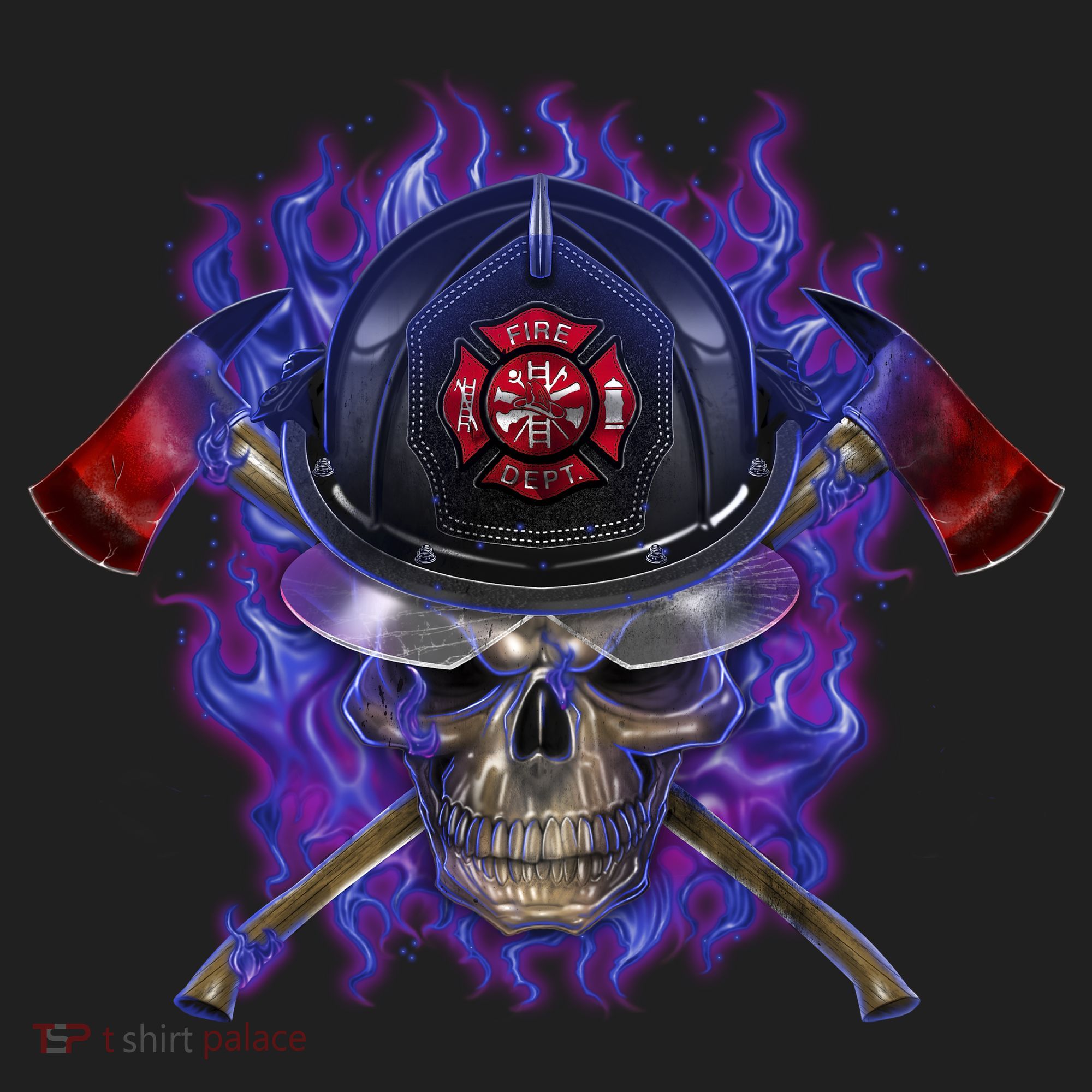 Fire Dept Flame Skull Hat