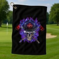 Fire Dept Flame Skull Golf Towel thumb 1