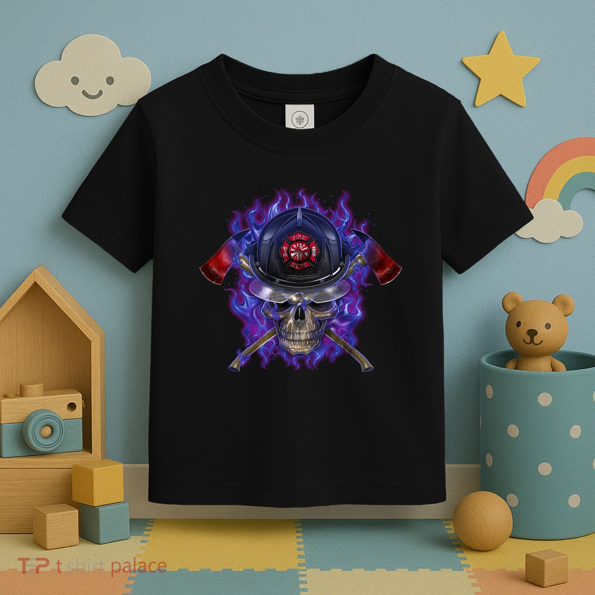 Fire Dept Flame Skull Toddler T-Shirt