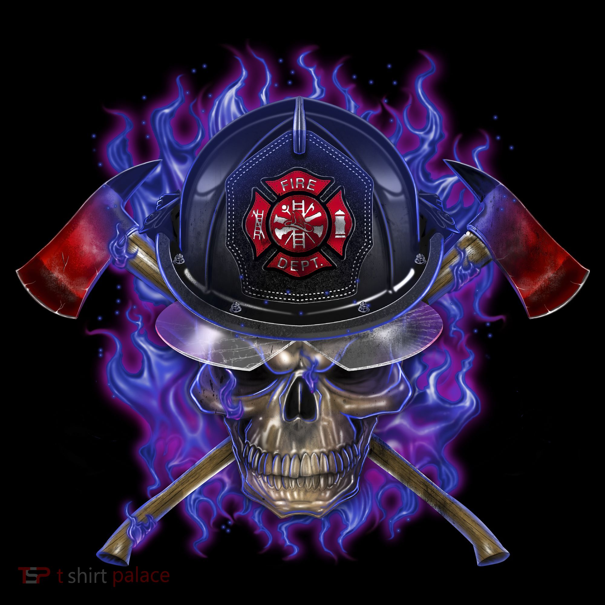 Fire Dept Flame Skull Toddler T-Shirt