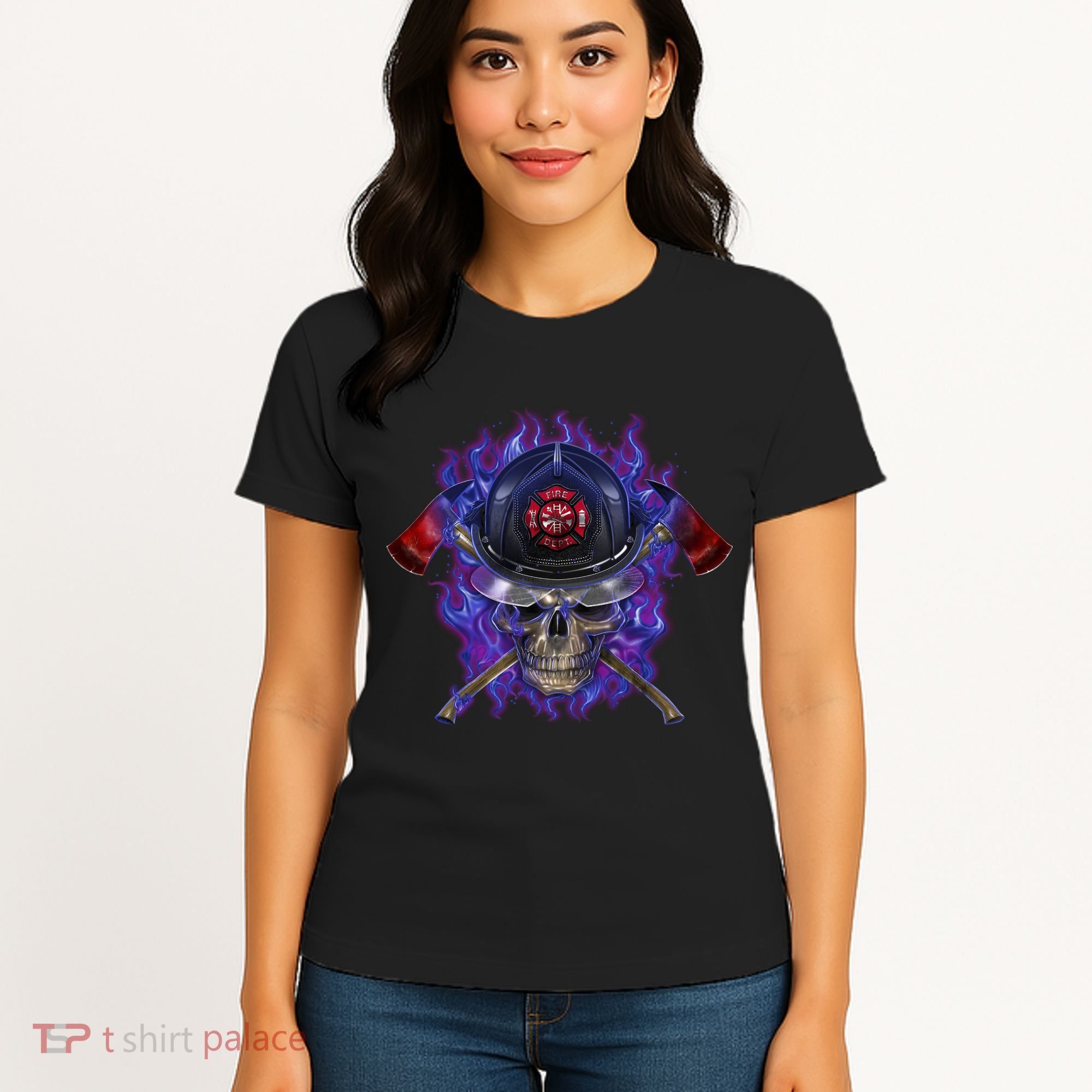 Fire Dept Flame Skull Women's T-Shirt