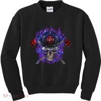 Fire Dept Flame Skull Kids Sweatshirt thumb 0
