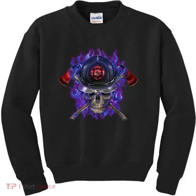 Fire Dept Flame Skull Kids Sweatshirt