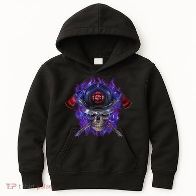 Fire Dept Flame Skull Kids Hoodie