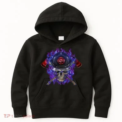 Fire Dept Flame Skull Kids Hoodie