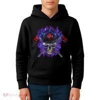 Fire Dept Flame Skull Kids Hoodie thumb 4