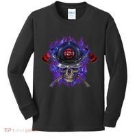 Fire Dept Flame Skull Kids Long Sleeve Shirt thumb 0